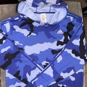 adidas Blue Camo Pullover Hoodie kids XL